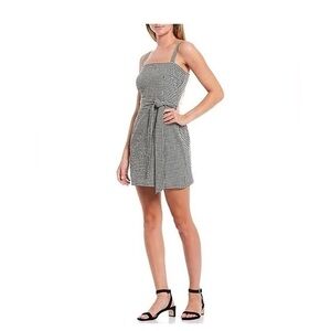 Gianna Bini Grove Gingham Sleeveless Square Neck Side-Tie Dress Size Large NWT